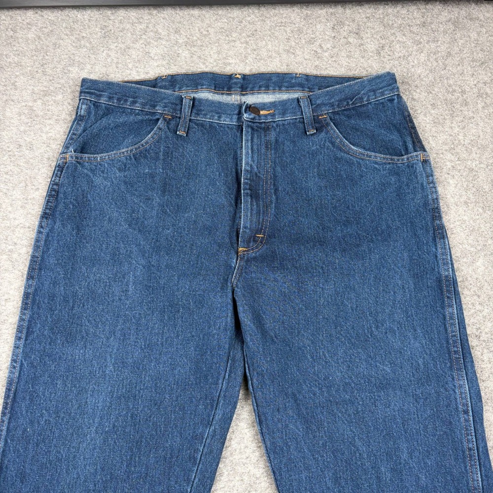 Rustler Denim Jeans Mens 38x32 Regular Fit Straight Leg Dark Wash Blue‎ Worwear